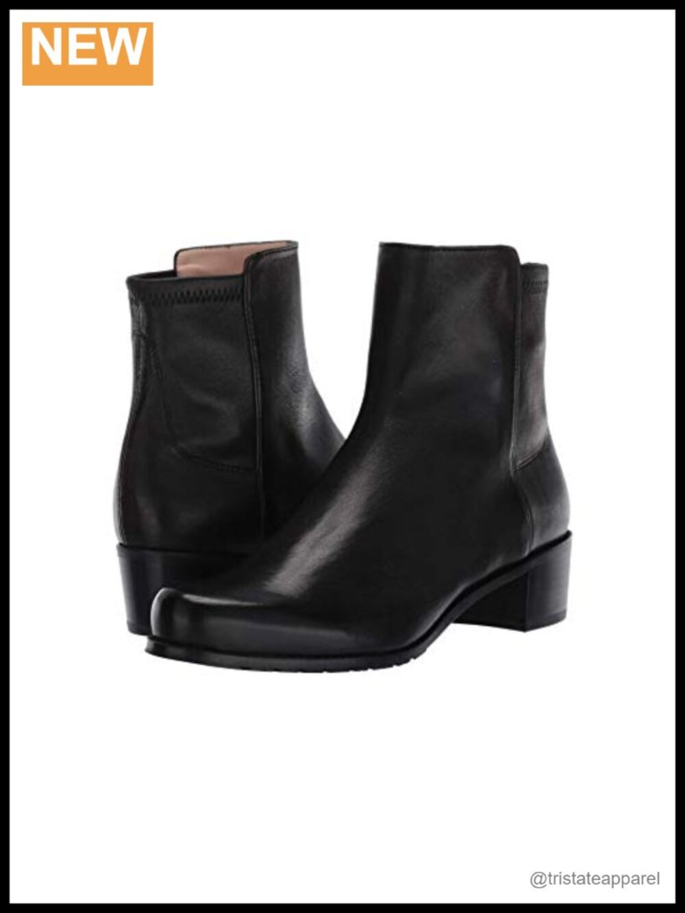 Stuart Weitzman Easyon Reserve Black Nappa Ankle Bootie Slip-On Block Heel